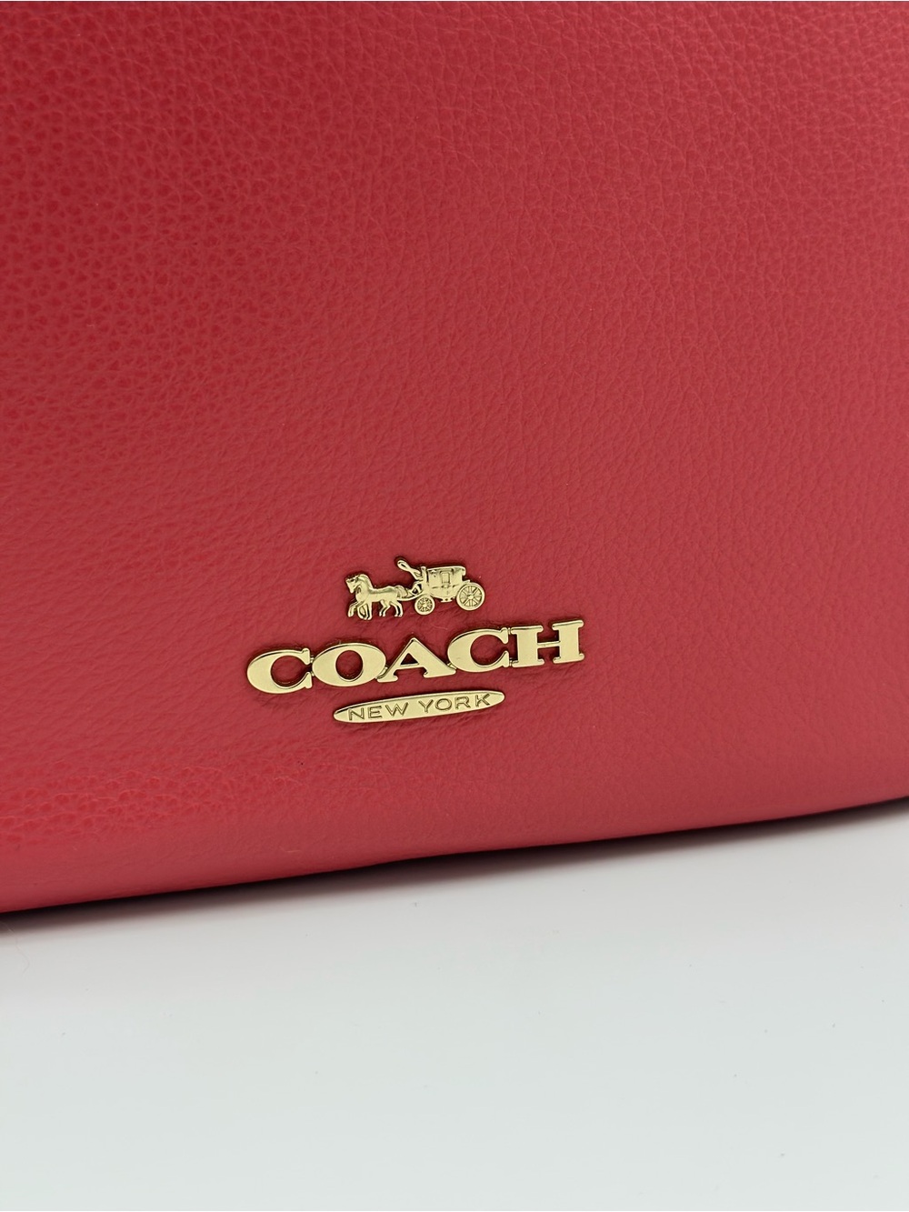 Coach Pebbled Leather Crossbody in Coral Red with Gold Hardware - Picture 2 of 11